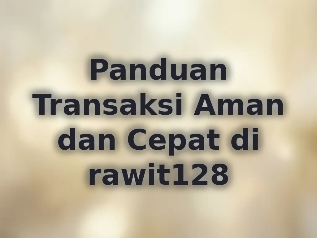 Panduan Transaksi Aman dan Cepat di rawit128
